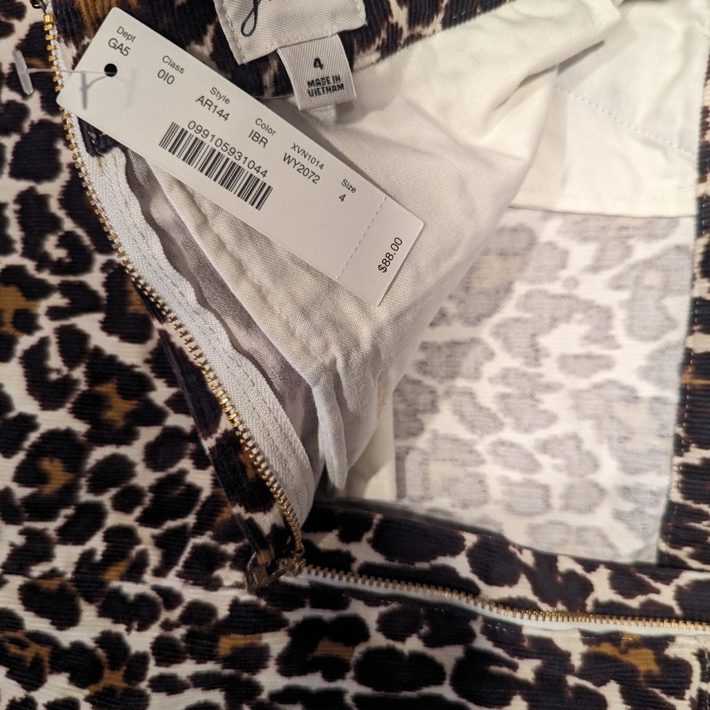 JCREW leopard print corduroy skirt
